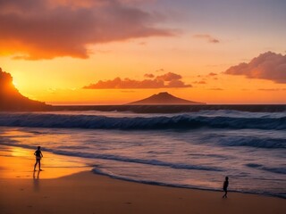 Fototapeta na wymiar beautiful view of sunset at the beach