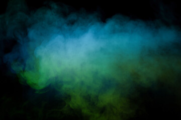 Fototapeta na wymiar Green and white steam on a black background.