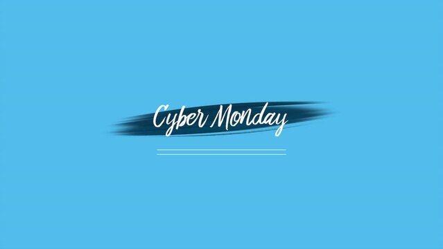 Cyber Monday with watercolor brush on blue gradient, motion abstract art, watercolor and holidays style background