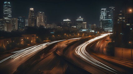 Fototapeta na wymiar traffic in the city at night. long exposure. long exposure