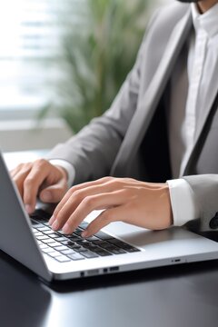 businessman working on laptop - generative ai