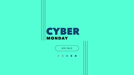 Cyber Monday with dots and lines pattern on green gradient, motion abstract holidays, minimalism and promo style background