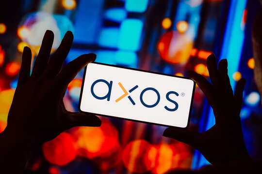 October 10, 2023, Brazil. In this photo illustration, the Axos logo is displayed on a smartphone screen.