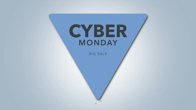 Cyber Monday and Big Sale with triangle on white gradient, motion abstract holidays, minimalism and promo style background