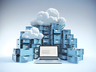 Cloud data storage, database, cloud computing concept. - obrazy, fototapety, plakaty