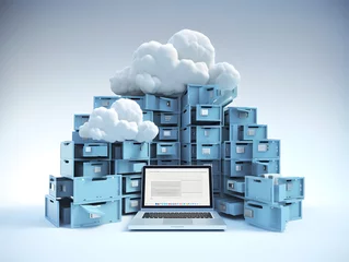 Foto op Canvas Cloud data storage, database, cloud computing concept. © ZayNyi