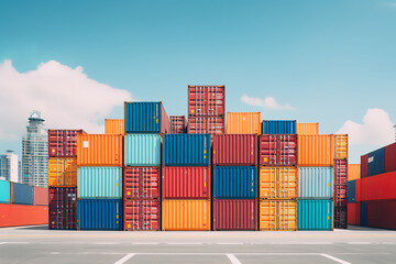 Fototapeta premium Assorted-color Intermodal Containers