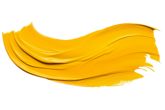 Yellow paint isolated on transparent background cutout PNG