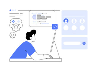 Online game creator abstract concept vector illustration.