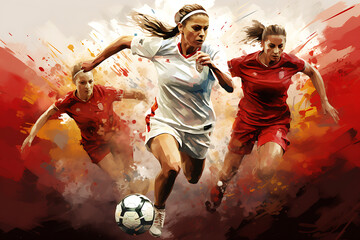 women professional soccer players in action