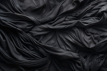 Textured backdrop of soft crumpled textile in darkness