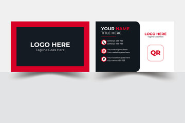 Red modern creative business card and name card horizontal simple clean template vector design Luxury business card design template Vector illustration double sided Red corporate business card company