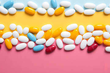 White Capsules on Yellow Background