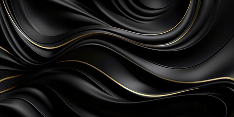 Luxurious Black Velvet Swirls: 3D Banner with Hypnotic Glimmer