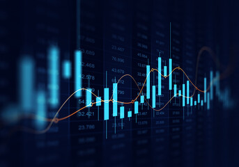 Digital data financial investment and trading graph chart.	
