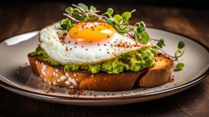 Toast with egg and avocado - generative ai