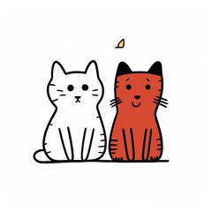 Illustration of the cat and dog together in style Ai generated art