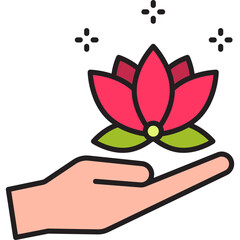 Human Hand Hold Lotus Flower Icon