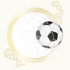 Goal vector illustration, European football ball in net, celebrating goal.
