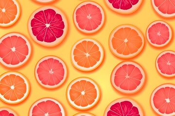 Wallpaper pattern of a cute slice of orange, patternator, pink background, Summer concept artwork
