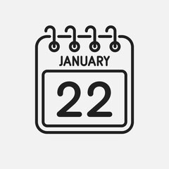 Icon page calendar day - 22 January