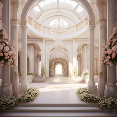 Naklejka premium Luxurios wedding hall interior design created with Generative Ai