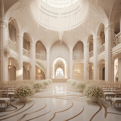 Obraz premium Luxurios wedding hall interior design created with Generative Ai