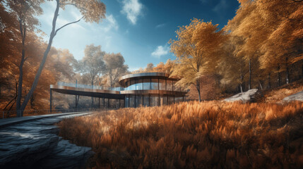 Modern architecture shot render, concept of architecture, modern architecture building visualization