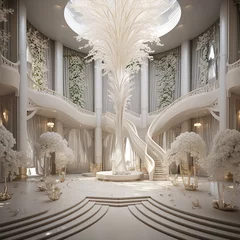 Fotobehang Luxurios wedding hall interior design created with Generative Ai © Andrii Yablonskyi