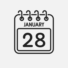 Icon page calendar day - 28 January