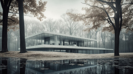 Modern architecture shot render, concept of architecture, modern architecture building visualization