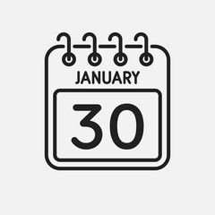 Icon page calendar day - 30 January