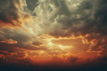 Naklejka na ściany i meble Sunset Sunrise Sky with Colorful Clouds Graphic Resource, Generative AI