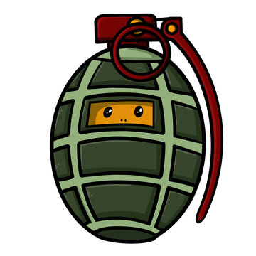 Grenade chartoon character transparent background

