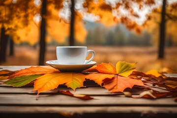 cup of coffee and leaves
