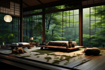 Zen Hideaway: Tatami Room Oasis in the Forest Rainfall