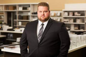 Fototapeta premium Corporate Confidence: Plus-Size Manager Shaping Tomorrow