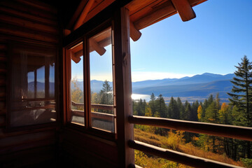 Nature's Canvas: Tranquil Day from the Mountain Cabin