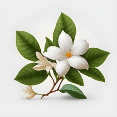 Jasminum sambac flower white sticker design white background no shadow 