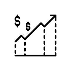 Analytics business investment icon with black outline style. business, finance, computer, technology, graph, analytics, data. Vector Illustration