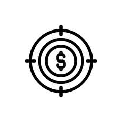 Target business investment icon with black outline style. goal, target, success, business, competition, strategy, marketing. Vector Illustration