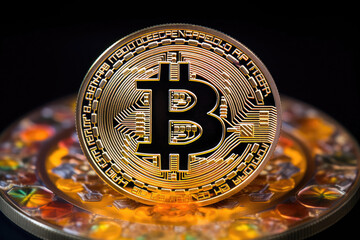 Fototapeta na wymiar Blockchain Brilliance: Bitcoin Up Close