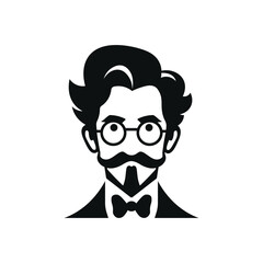 scientist expert character with moustache and glasses mascot design vector