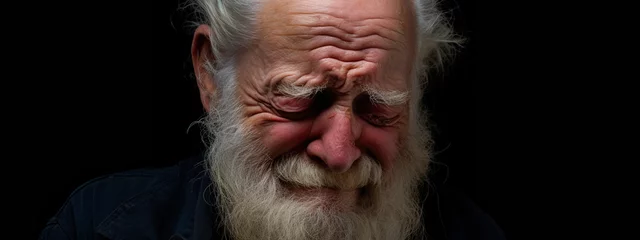 Fotobehang old grandfather is sad and crying. Generative AI. © Erik