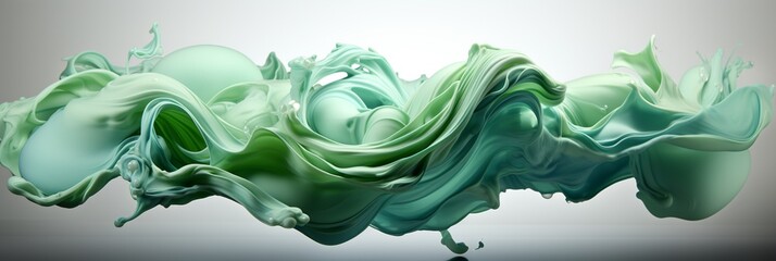 green splash forming waves isolated on white background - obrazy, fototapety, plakaty