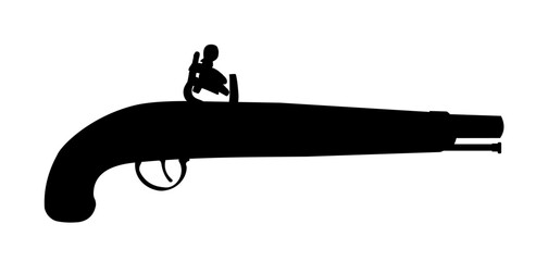 flintlock gun silhouette - vector illustration