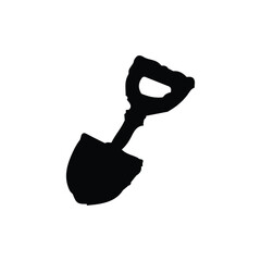 Mini shovel icon. Simple style farming poster background symbol. Mini shovel brand logo design element. Mini shovel t-shirt printing. Vector for sticker.