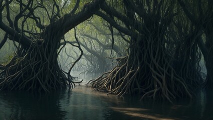 a majestic view of dark trees