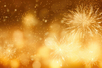 Shimmering Gold with Vibrant Fireworks