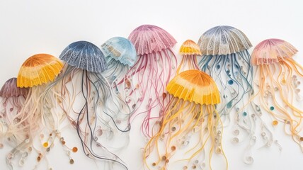 Jellyfish Paper quilling ideas colorful painting wallpaper image AI generated art